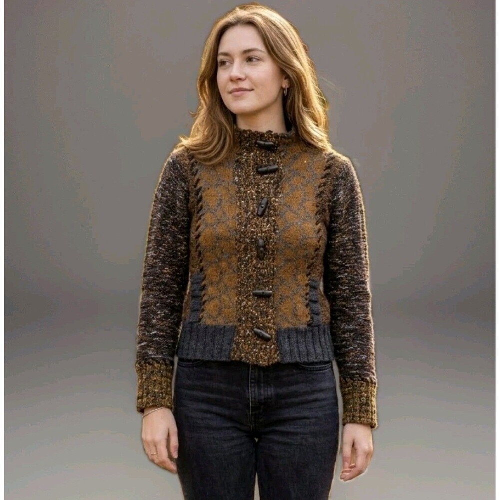 Anthropologie Curio Vintage Cardigan Chunky Sweater Women Size Small Lagenlook